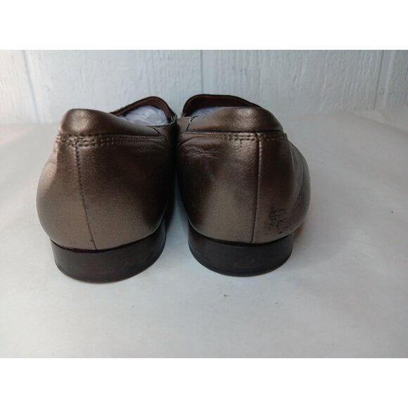 Vtg Cole Haan Womens 8 Loafer Slip-on Shoe Bronze Metallic Woven Leather Sole - Picture 4 of 8
